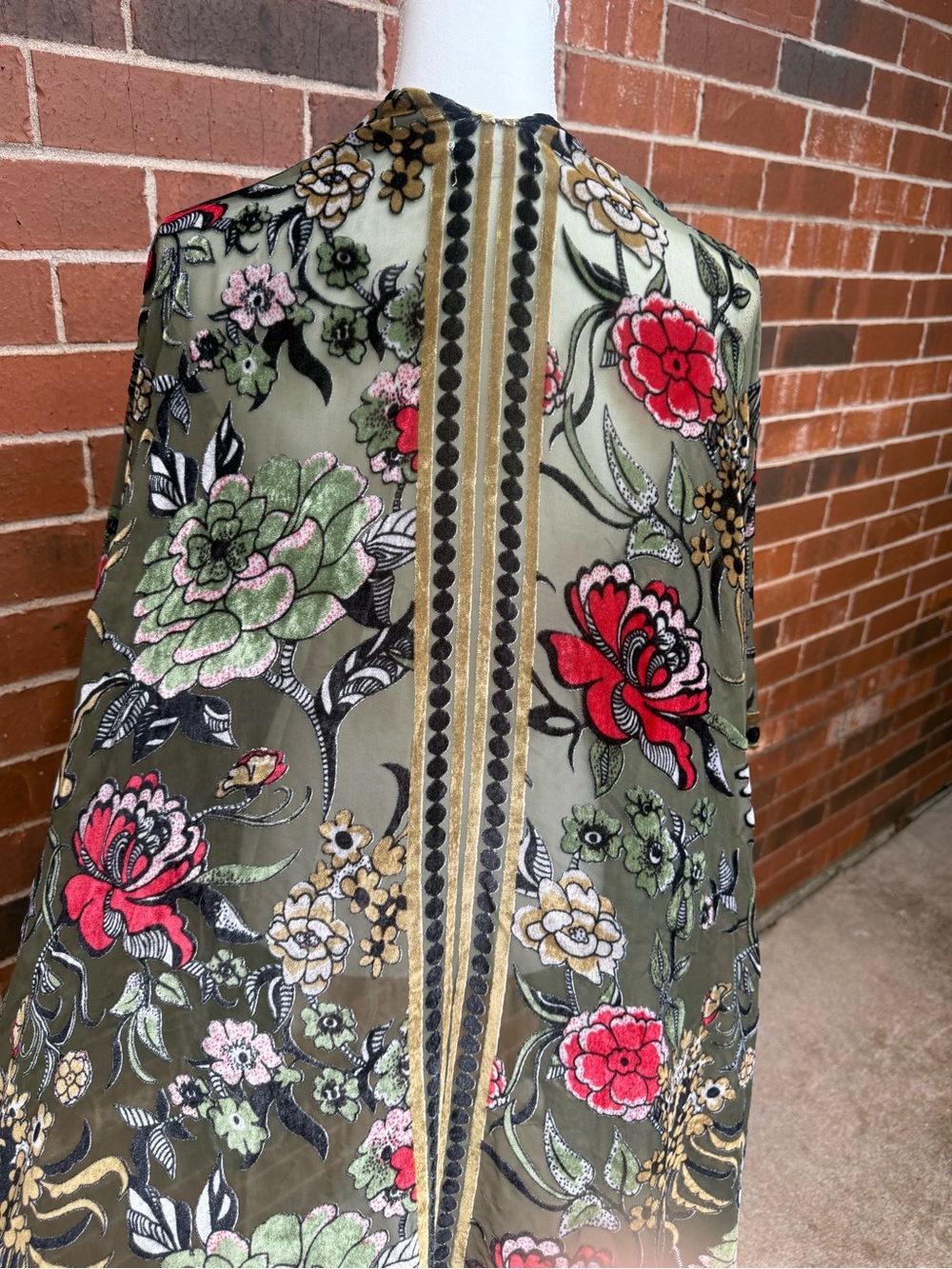 Free People Burnout Velvet Floral Kimono Ruana Boho Open Front OS - Picture 6 of 7